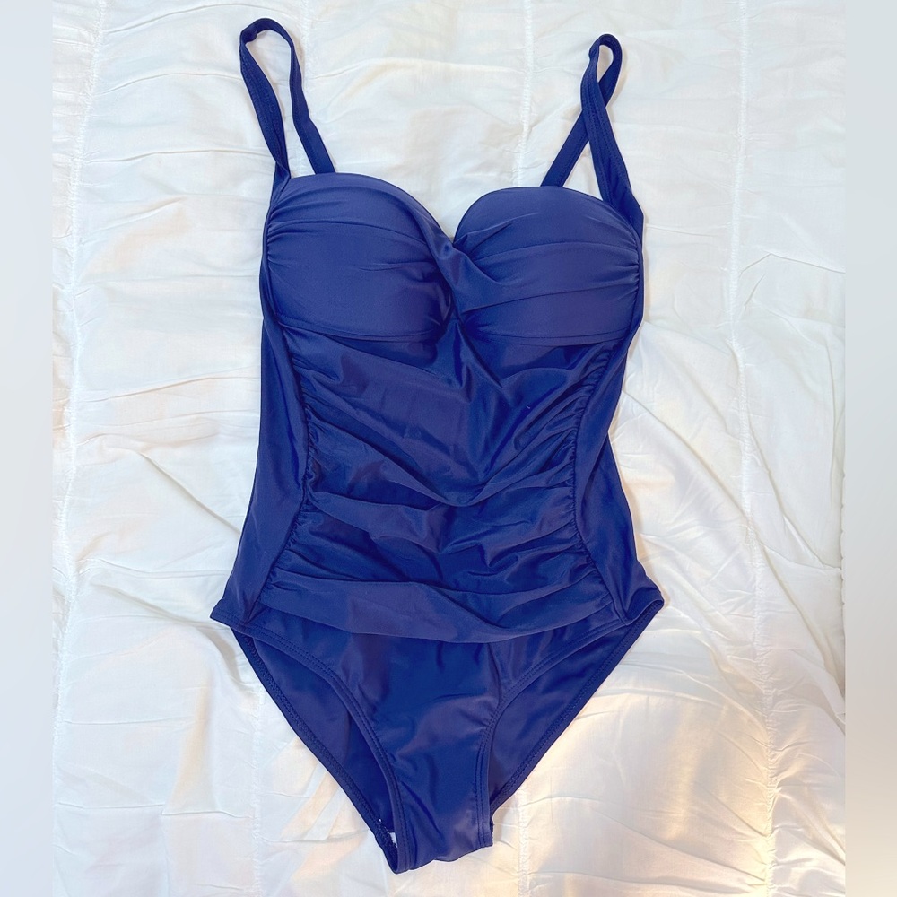 Flattering Blue Ruched Swimsuit